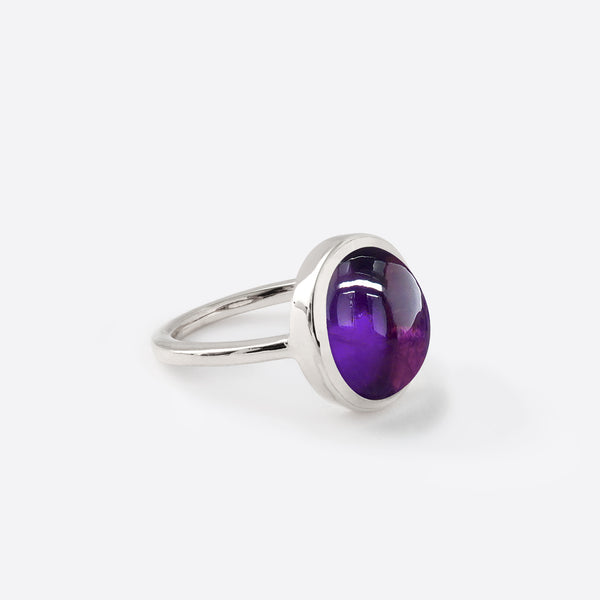 Bague Ovale - Argent & Améthyste / Taille 62