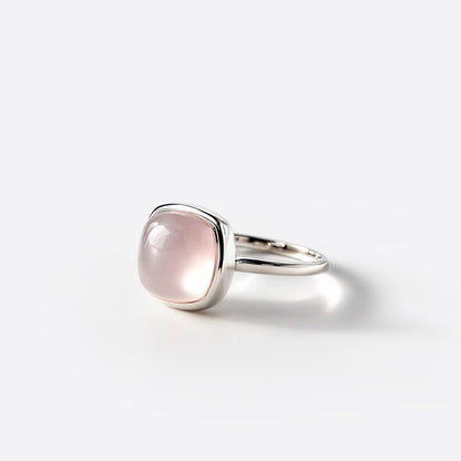 Bague Petit Coussin - Or & Quartz Rose / Taille 62