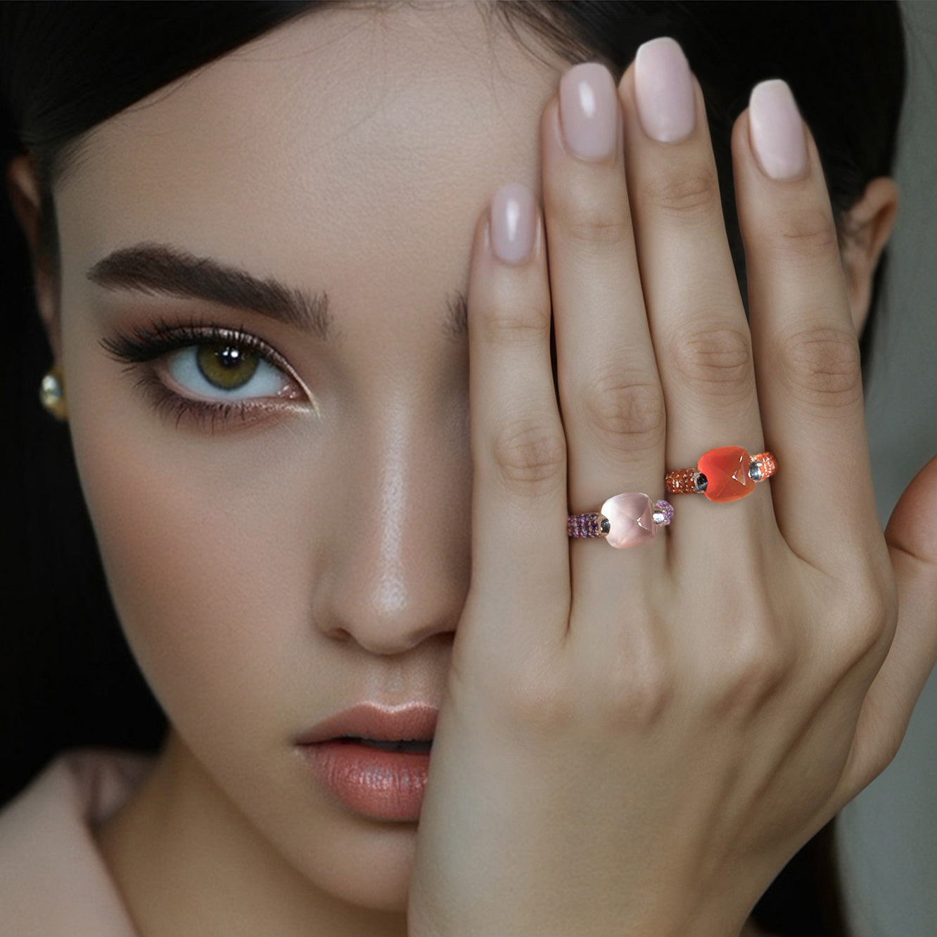 Bague Boréale - Argent & Quartz rose