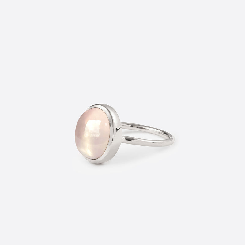 Bague petit ovale - Argent & Quartz Rose / Taille 64