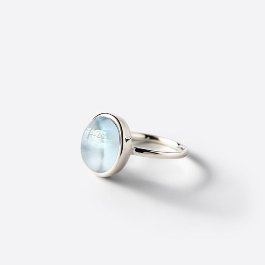 Small Oval Ring - Gold & Blue Topaz / Size 45