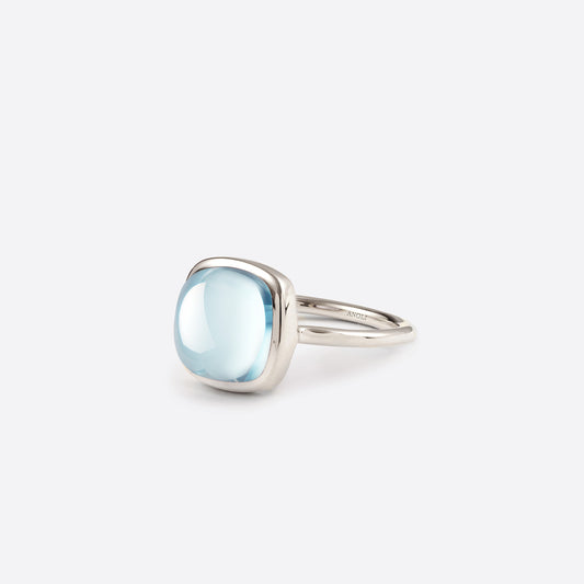 Small Cushion Ring - Silver & Blue Topaz / Size 47