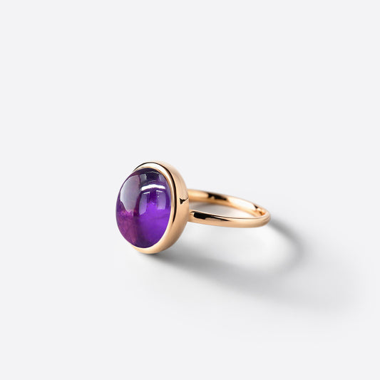 Small Oval Ring - Silver & Amethyst