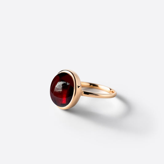 Small Oval Ring - Silver & Garnet