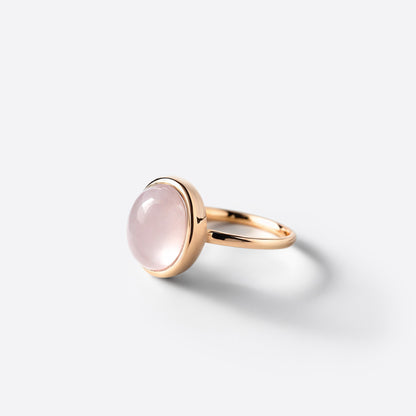 Bague petit ovale - Or & Quartz Rose / Taille 59