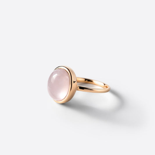 Small Oval Ring - Gold & Rose Quartz / Size 59