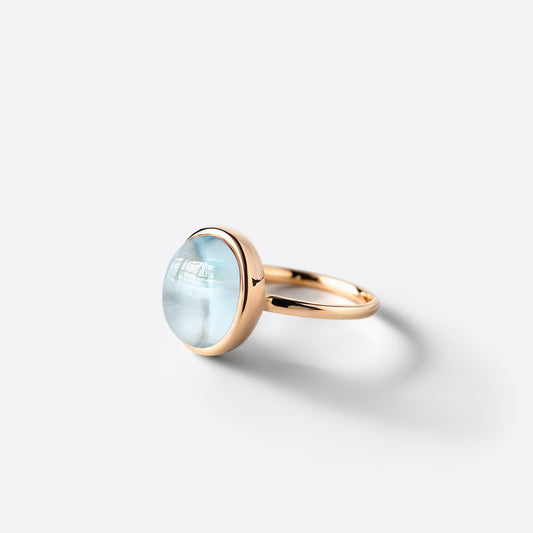 Small Oval Ring - Gold & Blue Topaz / Size 56