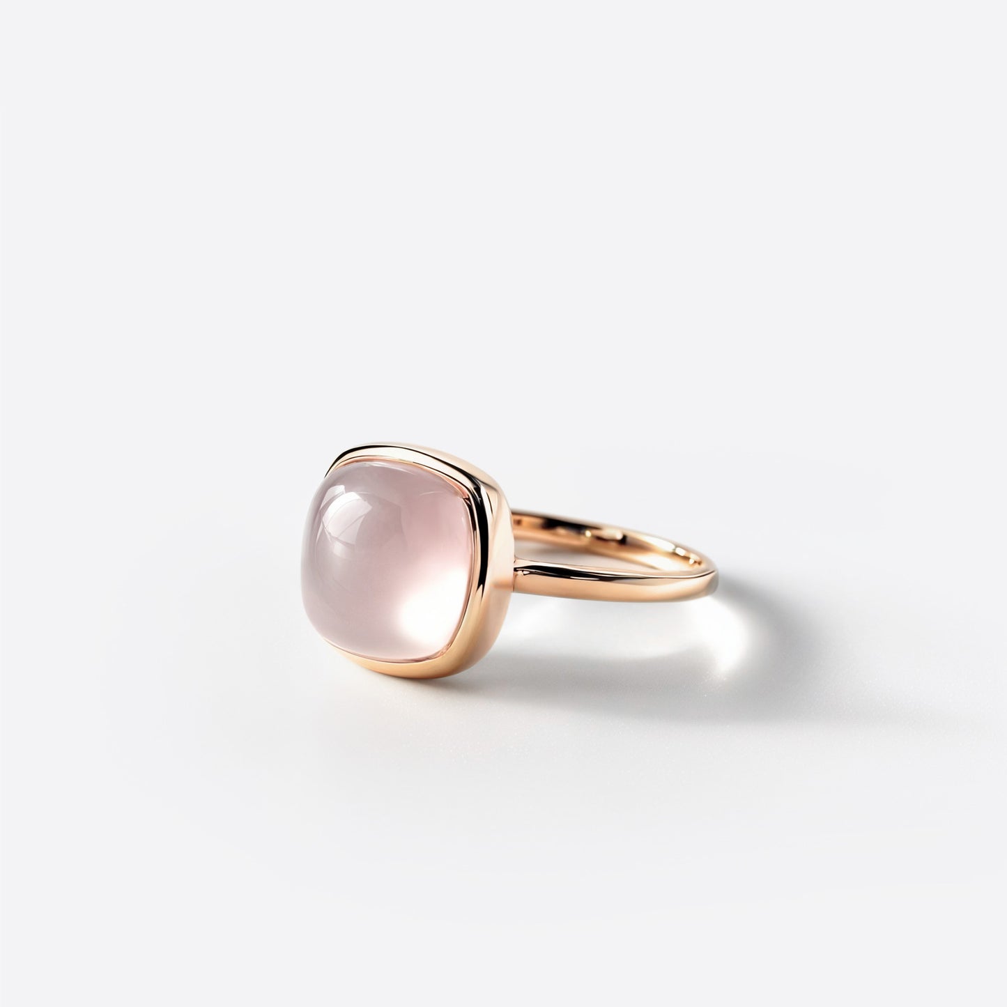 Bague Petit Coussin - Or & Quartz Rose / Taille 50