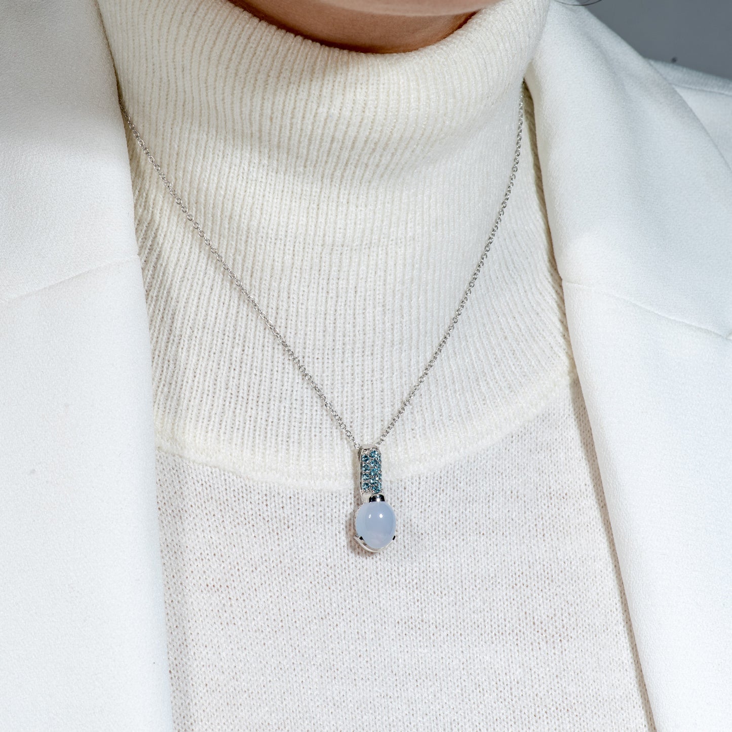 Collier Boréale - Argent & Calcédoine