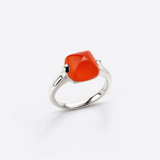 Sugarloaf Ring - Silver & Carnelian