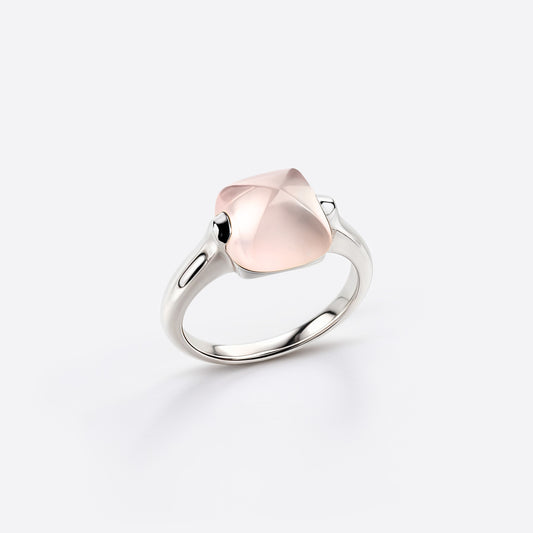 Sugarloaf Ring - Silver & Rose Quartz