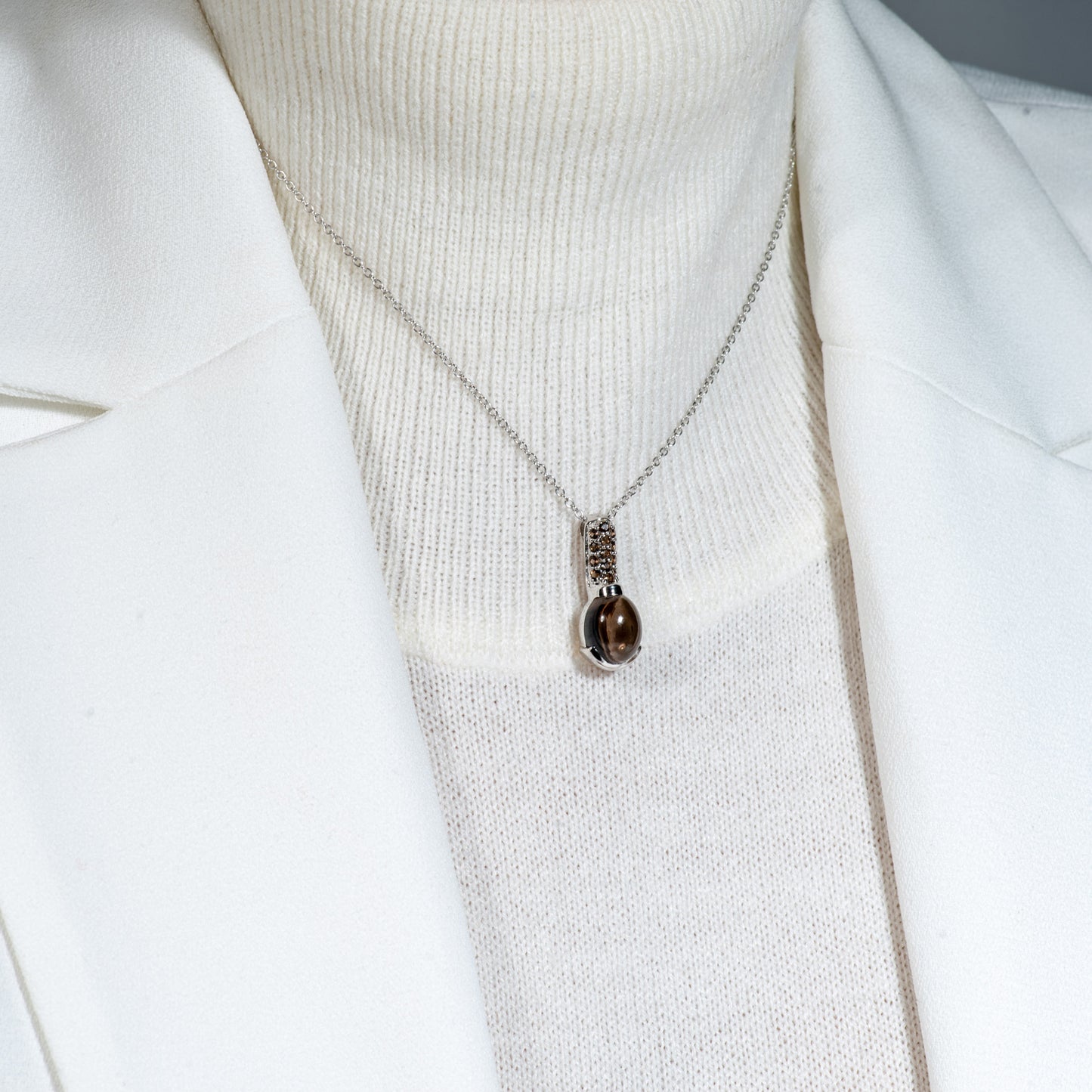 Collier Boréale - Argent & Quartz Fumé