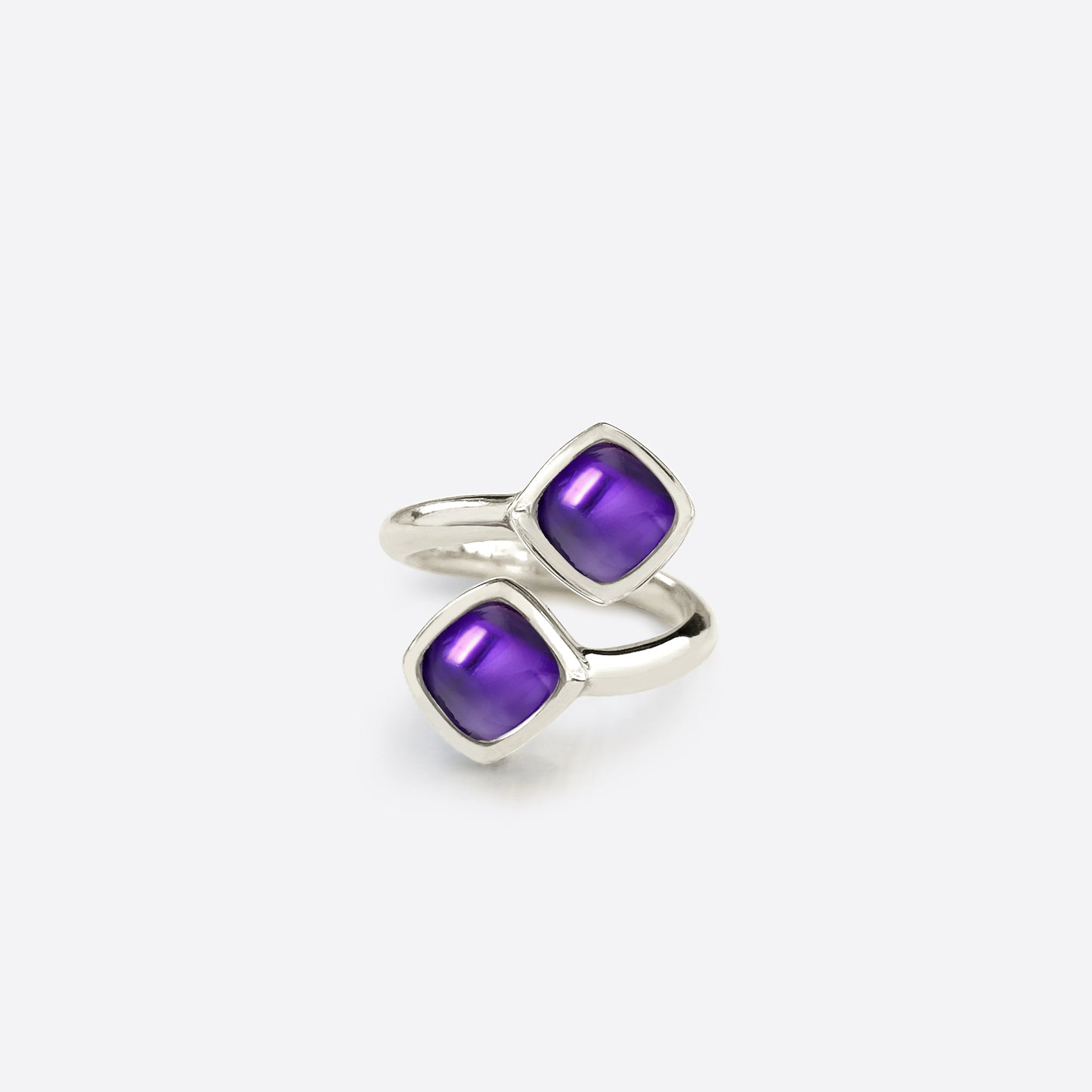 Doppel Berlingot Ring - Silber & Amethyst / Größe 57