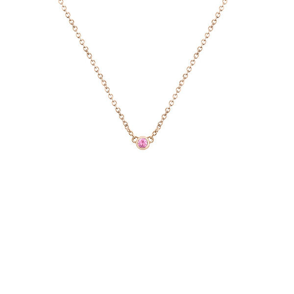 Collier ras de cou argent plaqué or rose et saphir rose pour femme