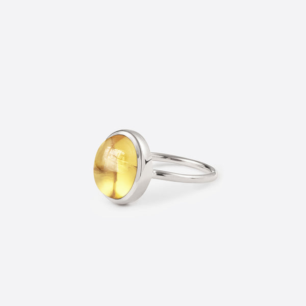 bague femme fantaisie petit ovale argent serti d une pierre citrine jaune