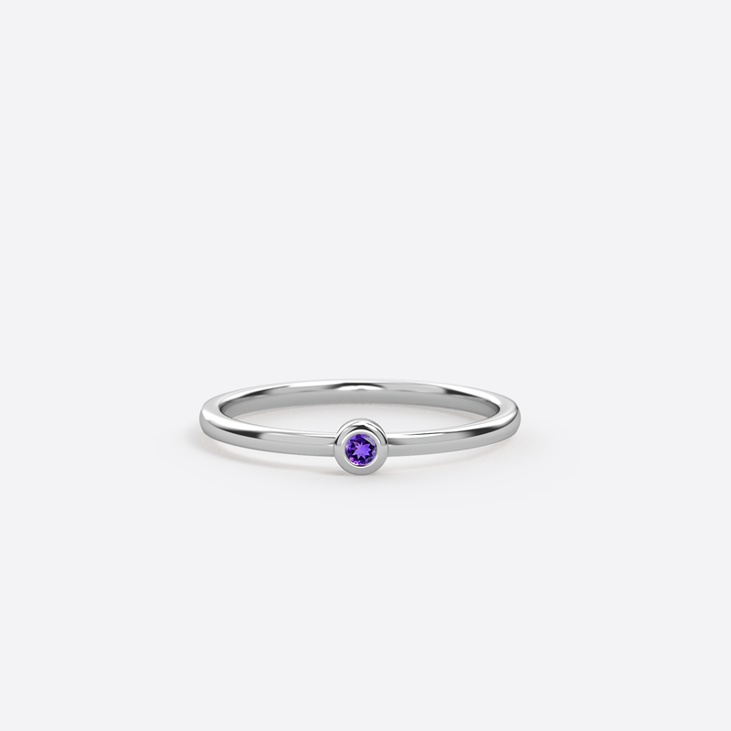 Mini Rainbow Ring - Silver & Amethyst / Size 65