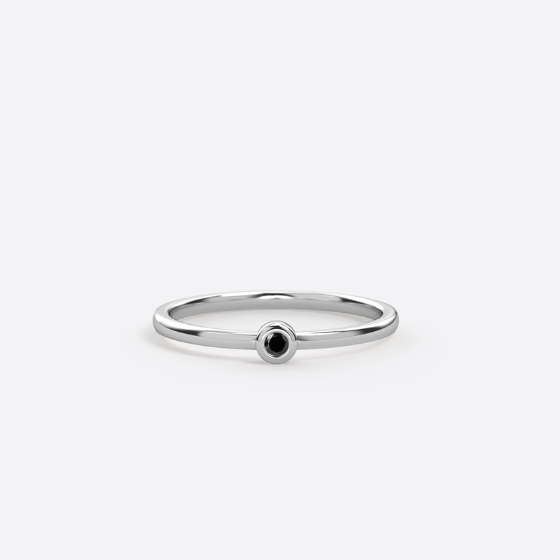 Bague Mini Rbw - Argent & Diamant Noir / Taille 54