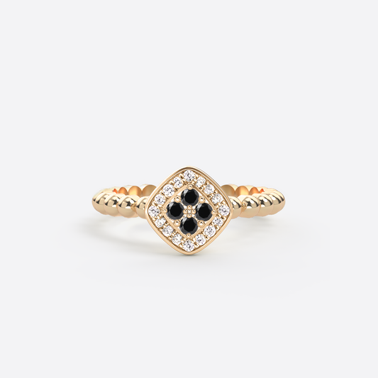 Mini Damier Ring - Gold & Black Diamond / Size 62