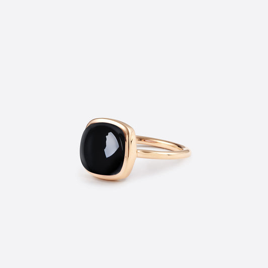 Small Cushion Ring - Gold & Onyx / Size 55