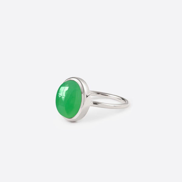 Bague Petit Ovale - Argent & Chrysoprase / Taille 50