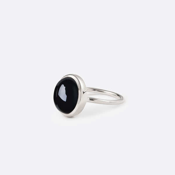 Bague Petit Ovale - Argent & Onyx / Taille 48