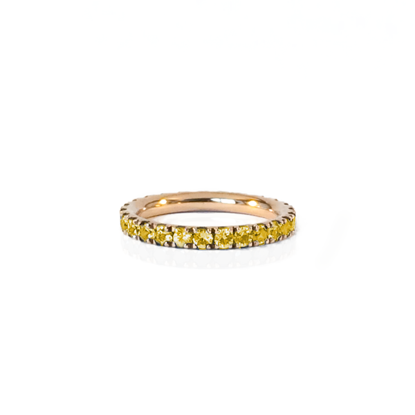 Bague argent plaqué or rose et pavage tour complet en citrine