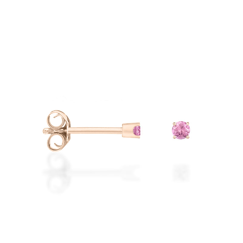 Mini Stud - Argent & Saphir Rose