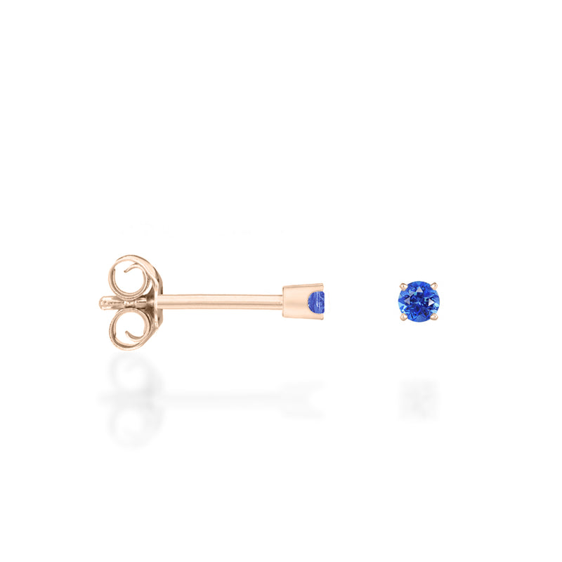 Mini Stud - Argent & Saphir Bleu